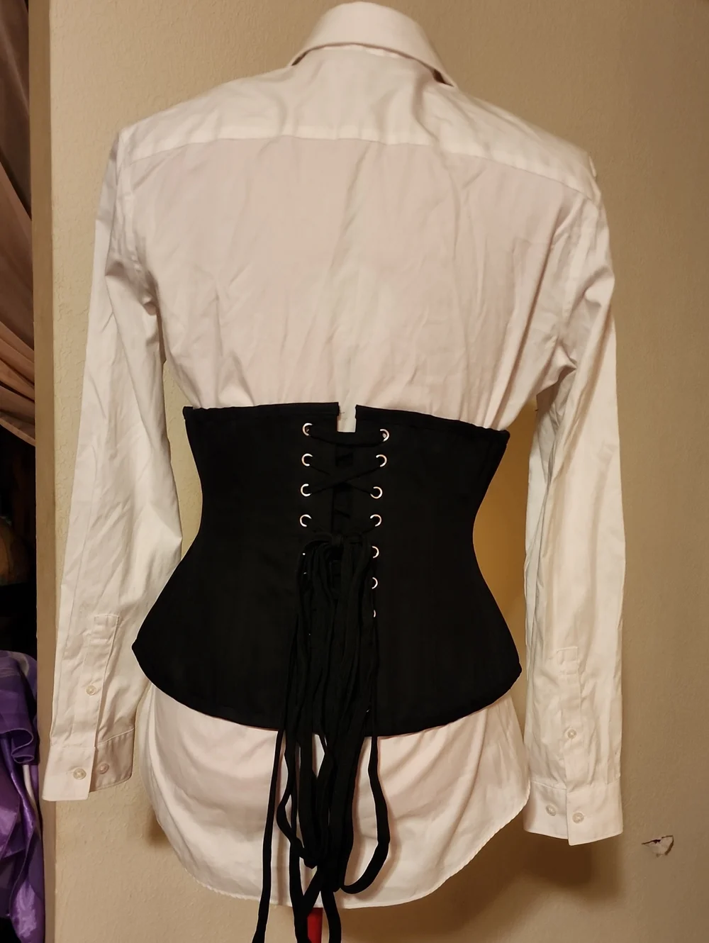 Corset Story Black Canvas Underbust Corset – Front Zip & Lace Back – Size 30